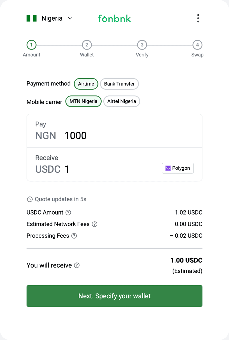 fonbnk airtime widget